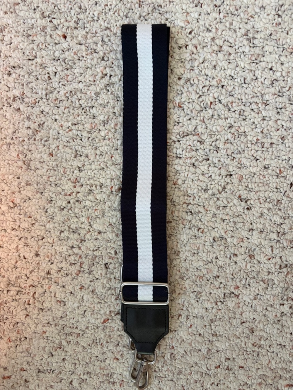 Adjustable Black and White Stripe Crossbody Bag Strap